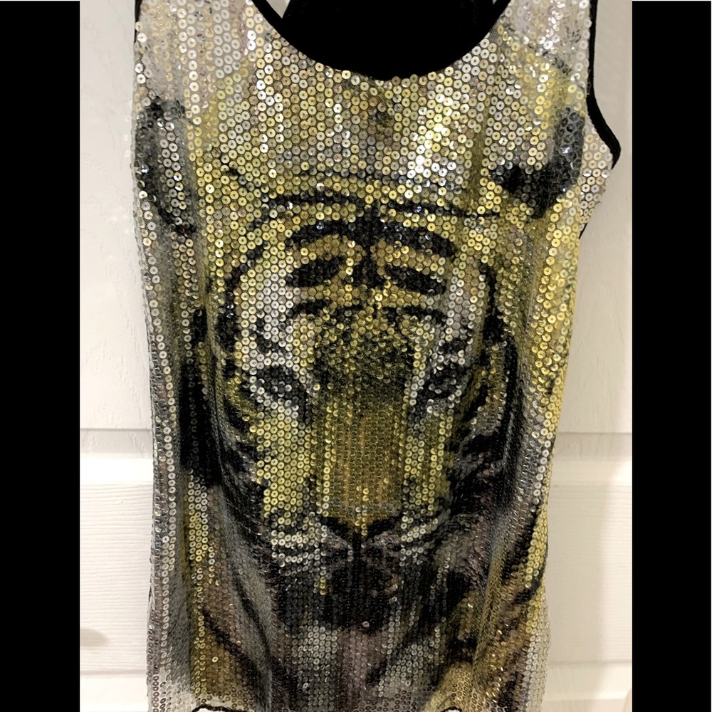 Sequin tiger print tank